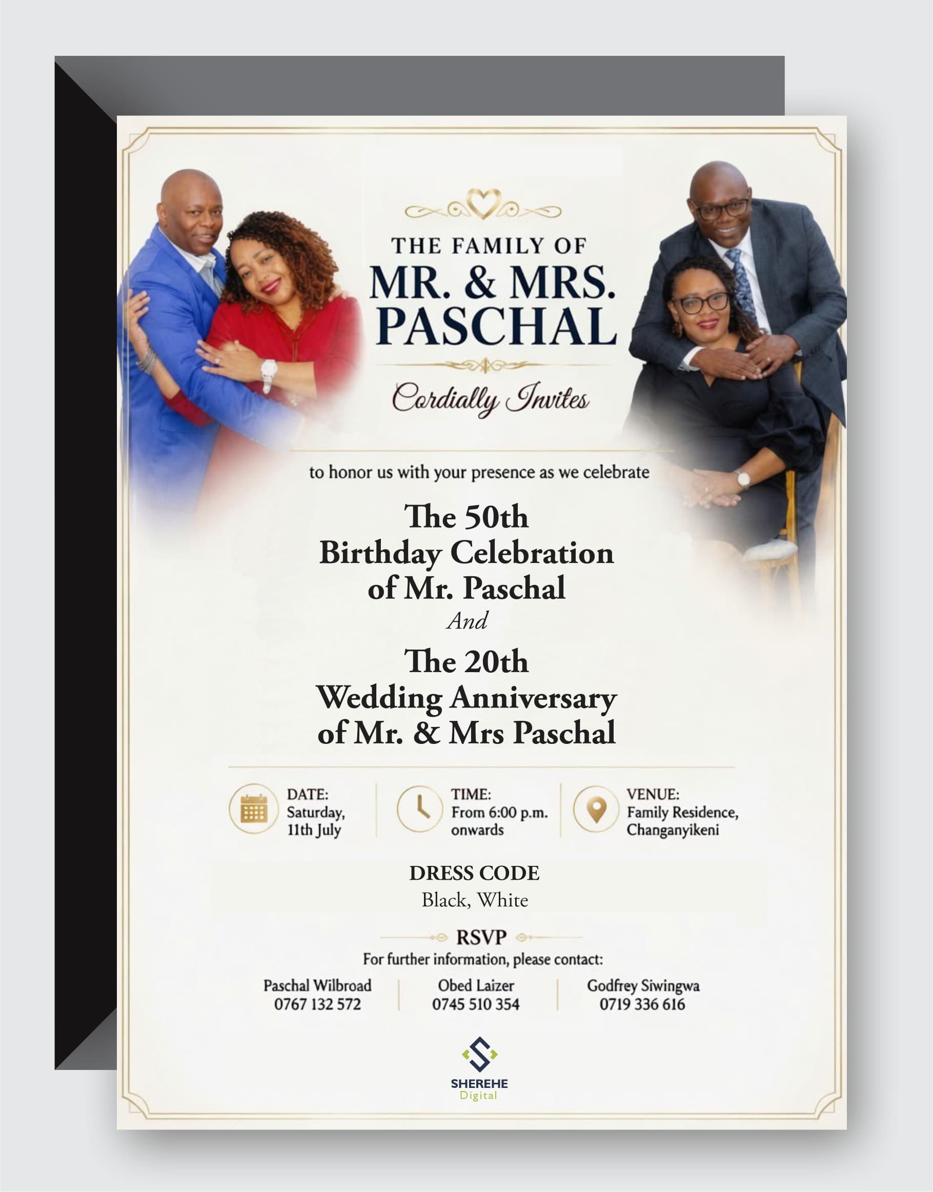 the 50th Birthday Celebration of Mr. Paschal & the 20th Wedding Anniversary of Mr & Mrs Paschal.